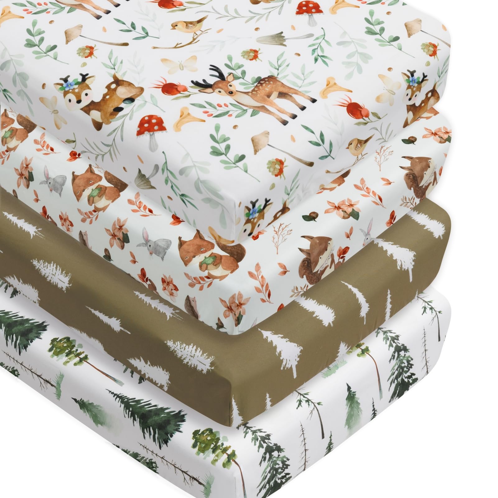 Jola's House woodland forest animals crib sheet in soft fabric for gentle baby sleep