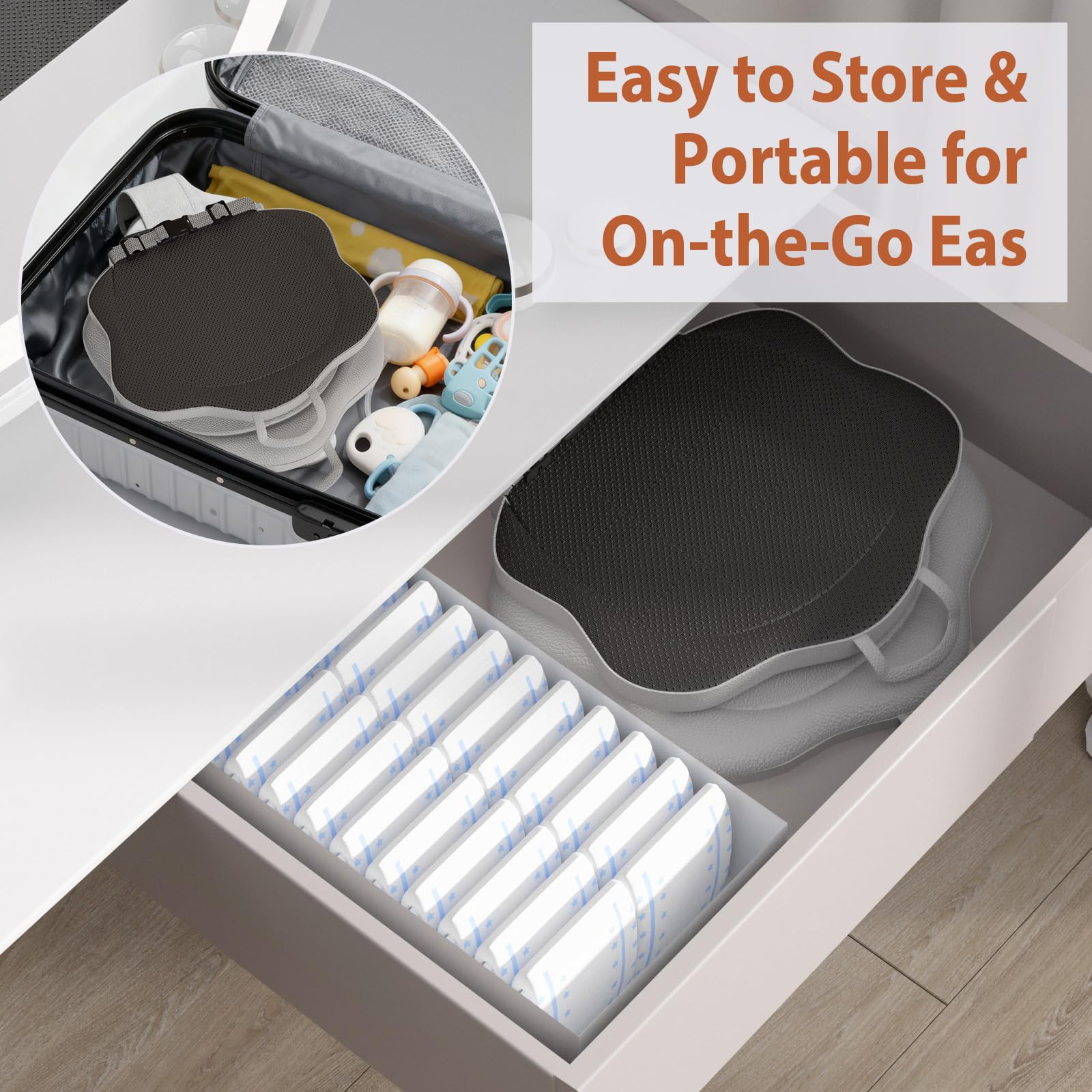 Jolensoy portable changing pad fits in dresser drawers for quick access