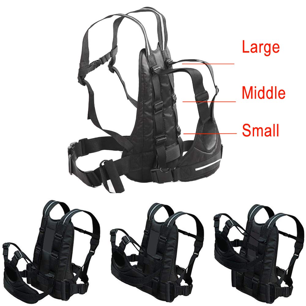 Jolik child motorcycle harness back view showing two handles for stability.