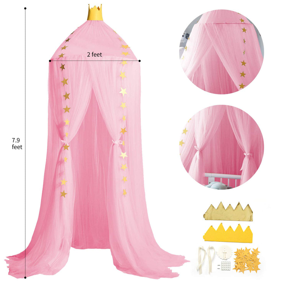 Jolitac Princess Bed Canopy reading-nook creates a cozy princess corner.