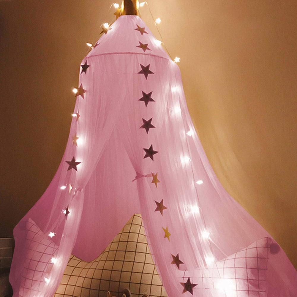Jolitac Princess Bed Canopy soft-lace-fabric emphasizes durable, breathable year-round use.
