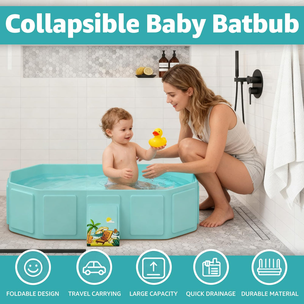 Jollcma collapsible baby bathtub with drain-plug enables quick, mess-free drainage.