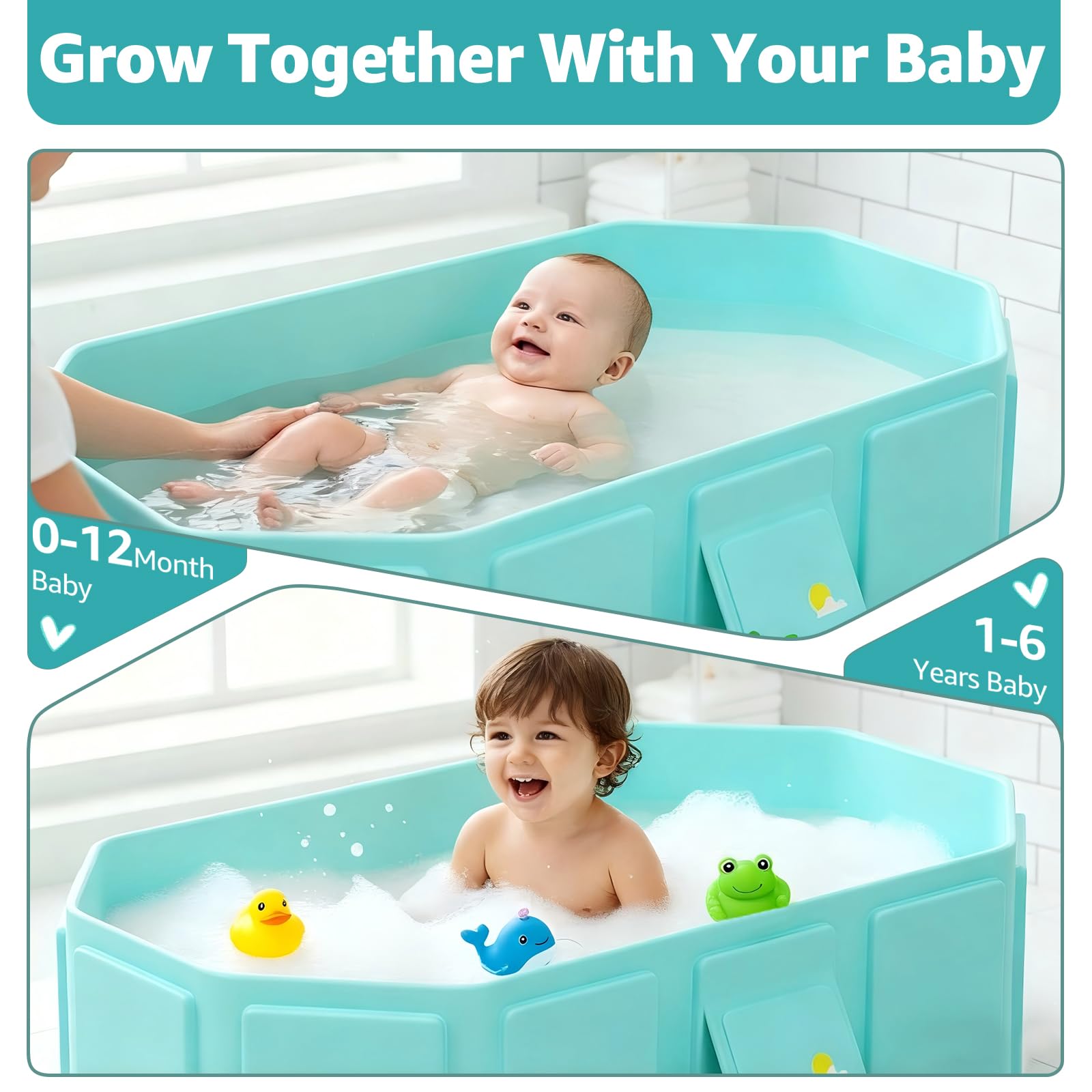 Jollcma collapsible baby bathtub easy-clean design simplifies daily maintenance.