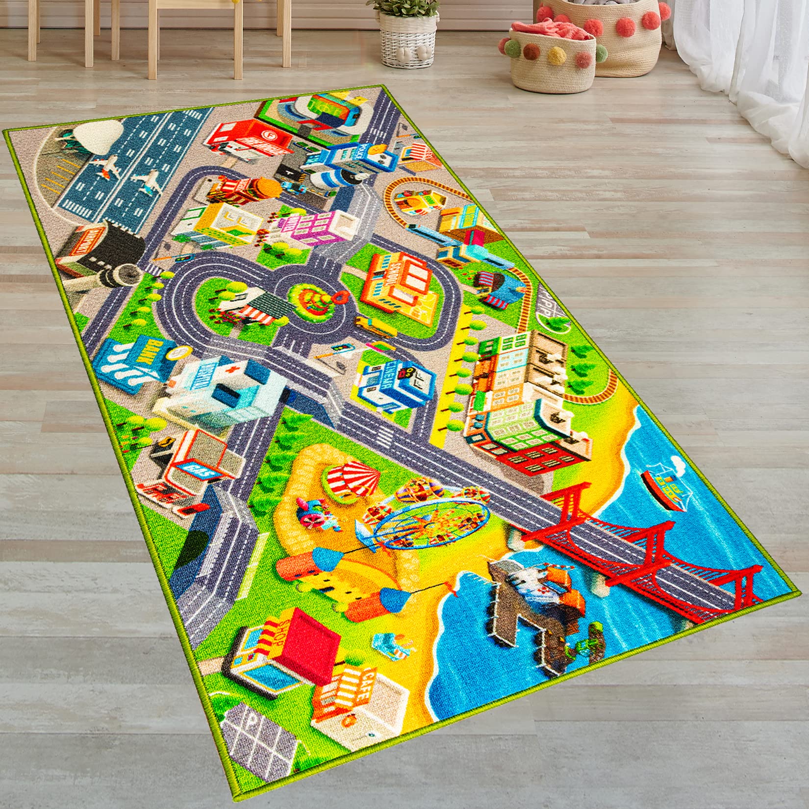 JollieJay City Life 3D Playmat race cars detail, vibrant graphics spark creative play sessions.