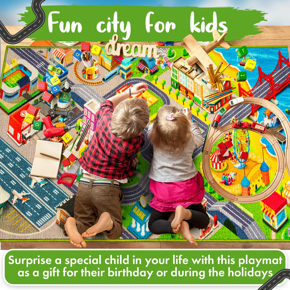 JollieJay City Life 3D Playmat edge closeup, durable plush surface for years of playtime.
