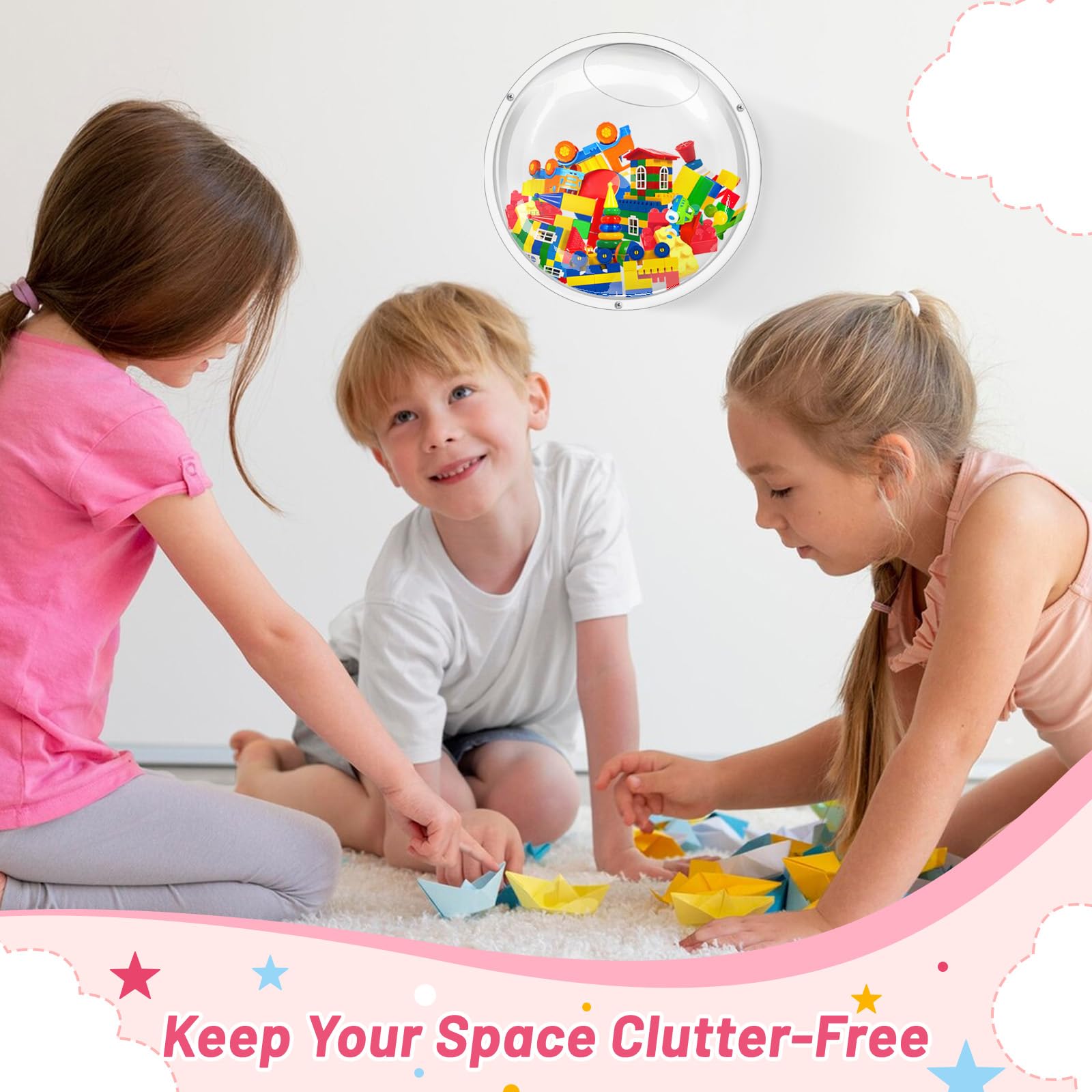 JolliKids versatile storage for blocks, cars, snacks, and more.