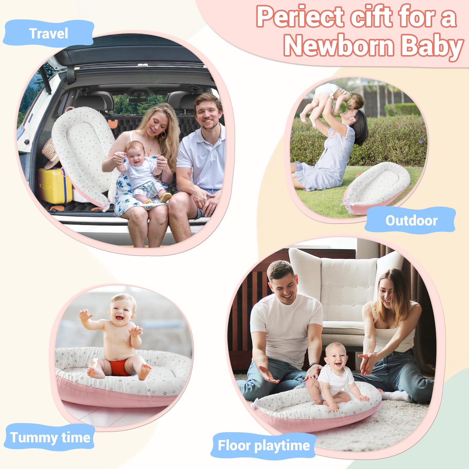 JOLLITO baby lounger machine-washable cover for easy cleaning