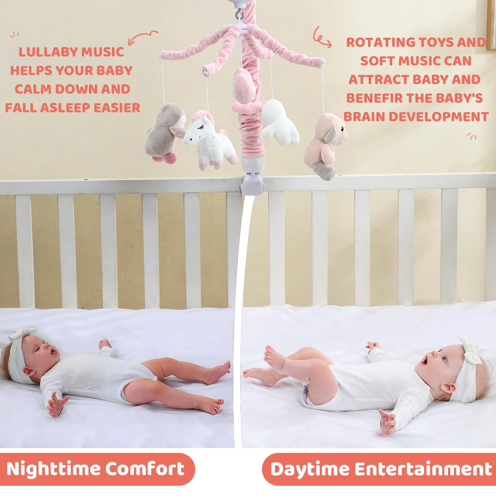 JOLLITO crib mobile detachable plush toys interactive visual stimulus