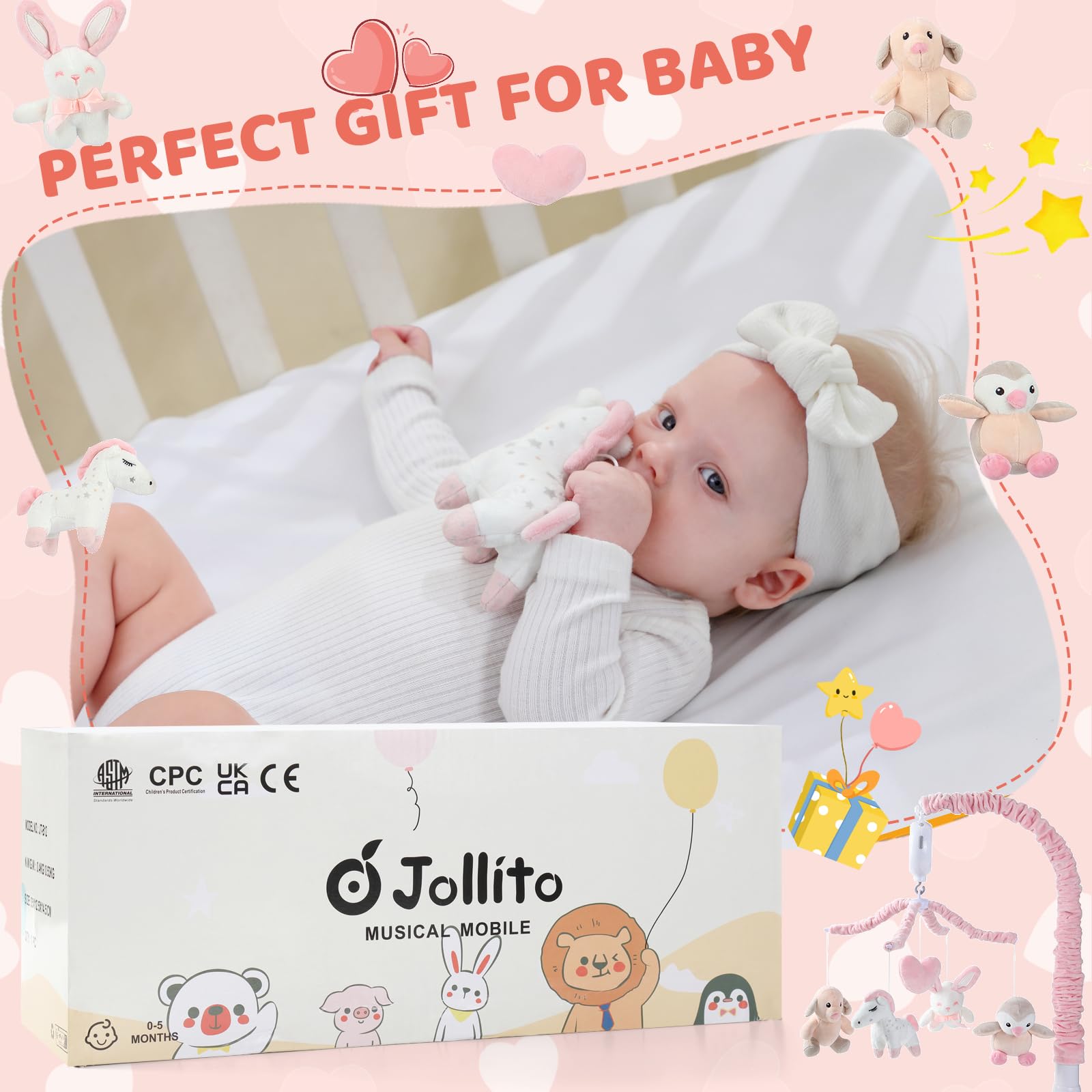 JOLLITO crib mobile nursery decor creates cozy sleeping environment