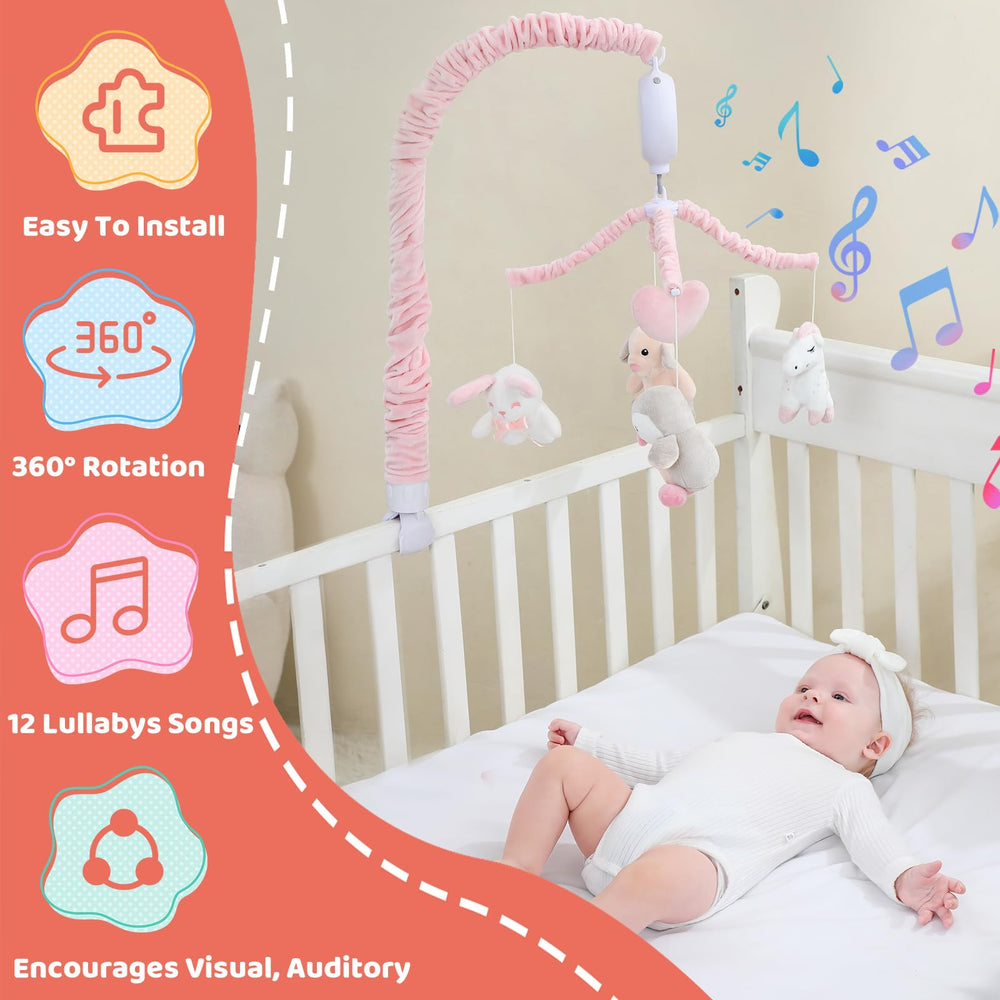JOLLITO crib mobile rotating arm gentle motion to calm baby