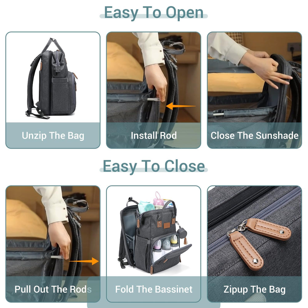 JOLLITO diaper bag backpack ergonomic design reduces strain with padded straps.