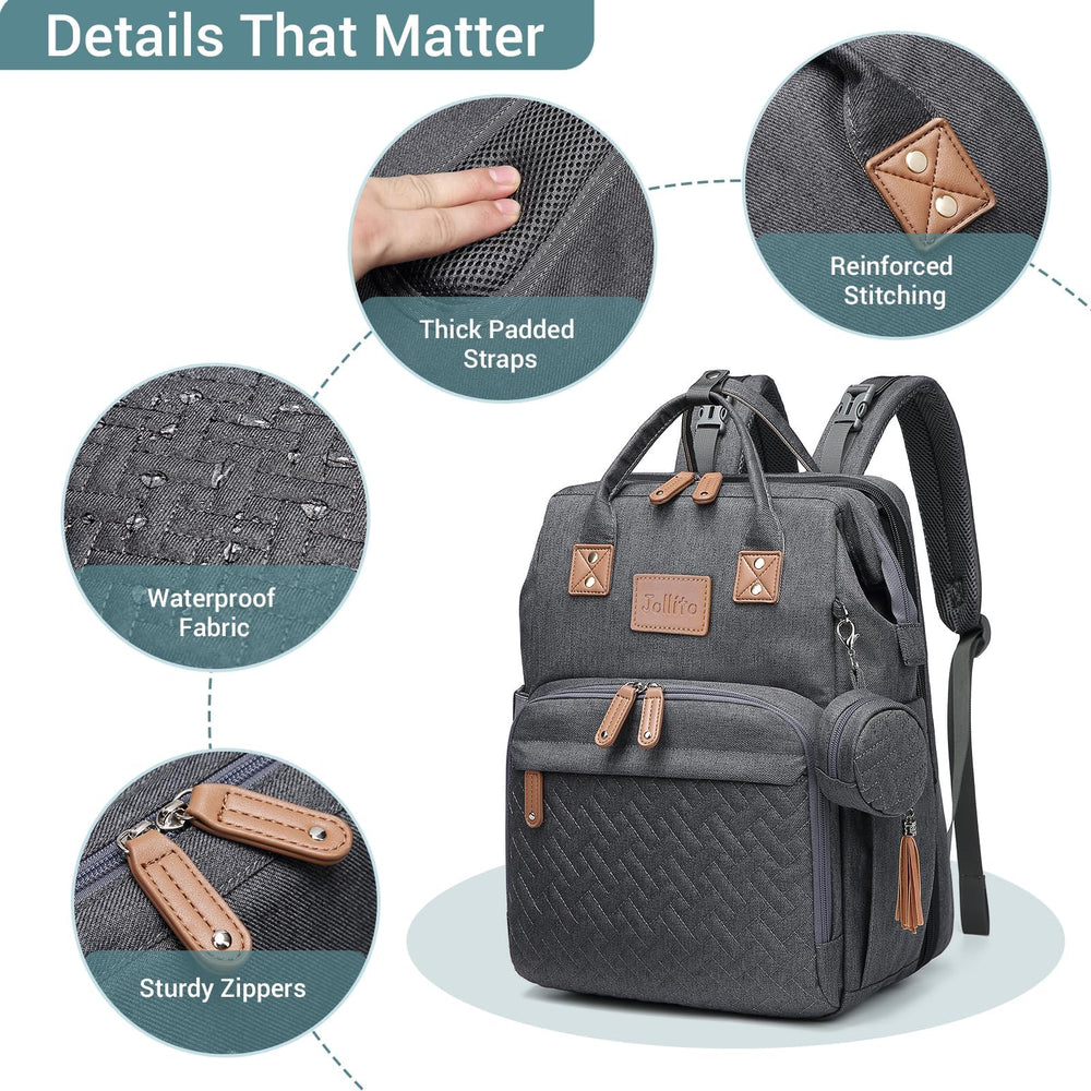 JOLLITO diaper bag backpack soft changing pad provides comfortable diaper changes.