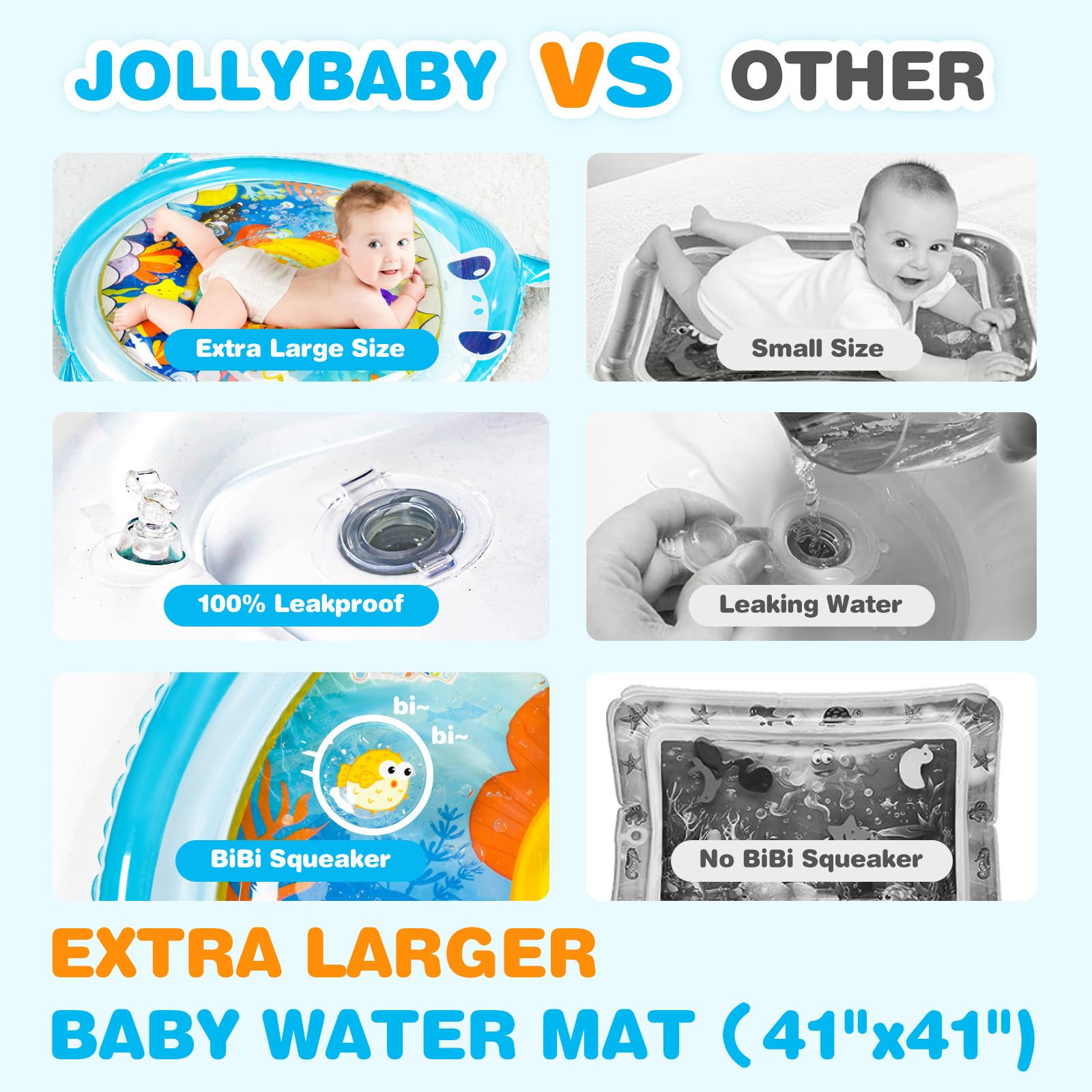 Jollybaby eco material closeup highlights thick, leak-proof PVC for durable play.