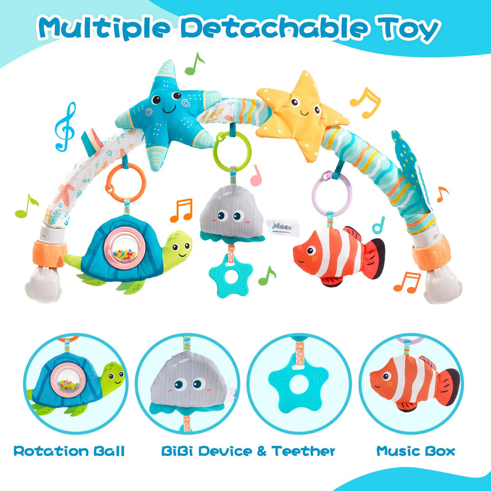 Jollybaby Starfish detachable toys attach to crib or stroller for versatile play