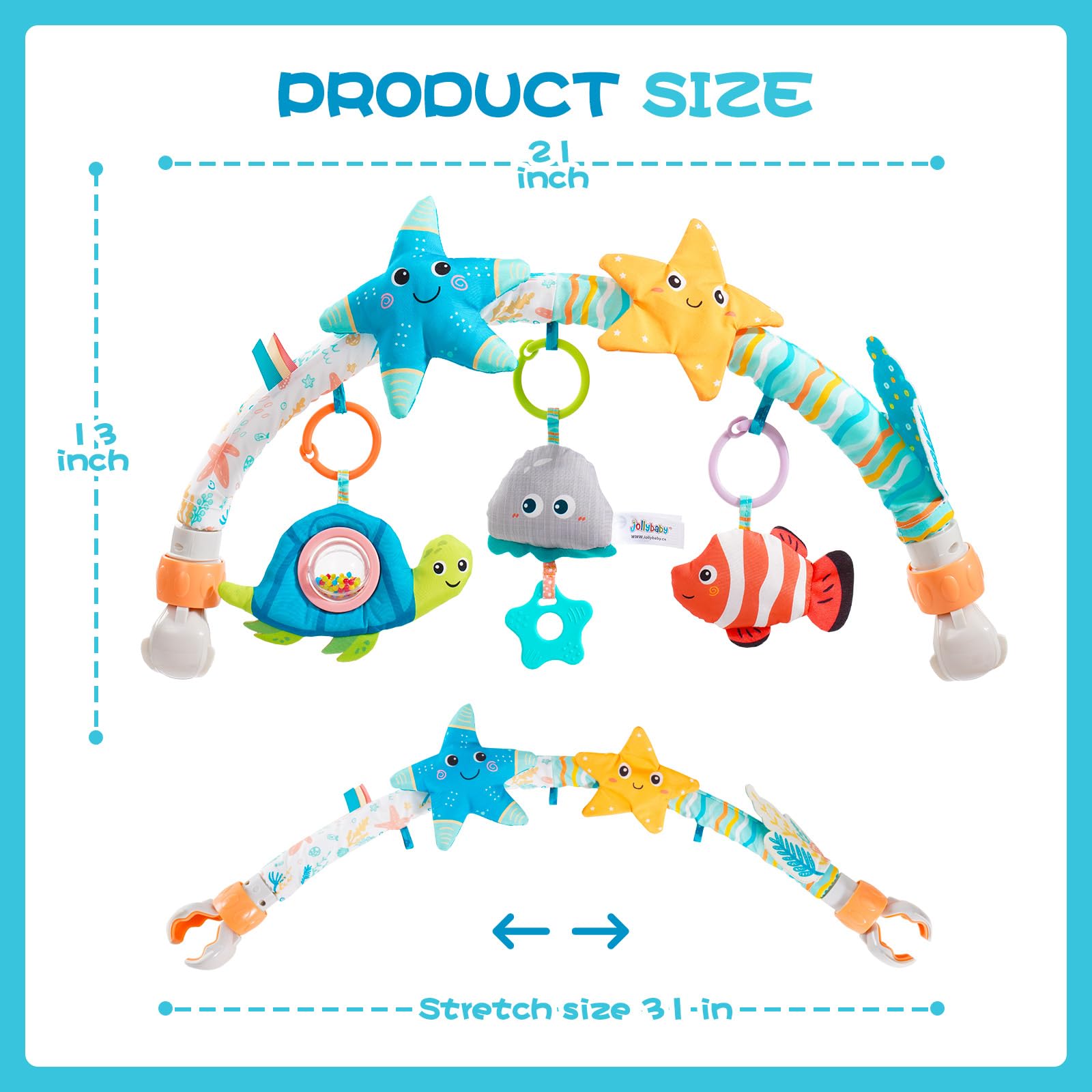 Jollybaby Starfish easy installation clip design ensures secure attachment during travel