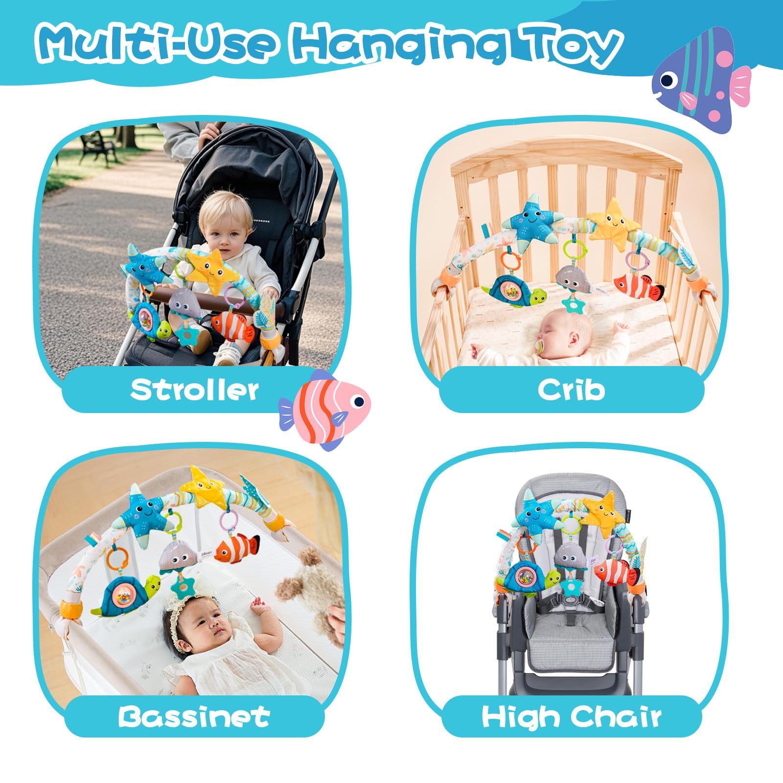 Jollybaby Starfish outdoor stroll-friendly toy provides on-the-go entertainment