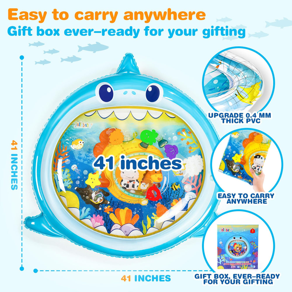 Jollybaby water mat side edges closeup shows skin-friendly, soft boundary for gentle play.