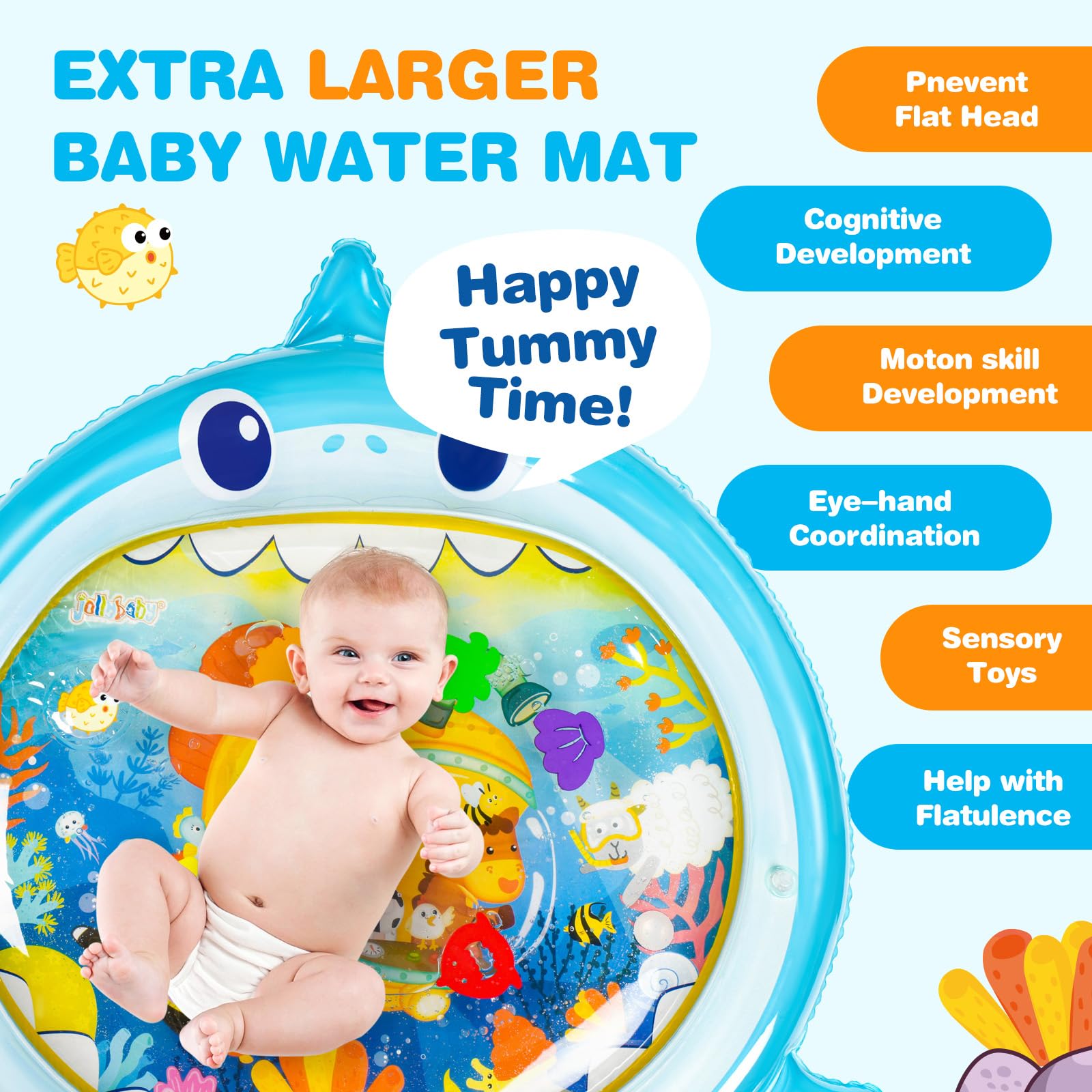 Jollybaby water mat toy attachments colorful enhances visual engagement during floor play.