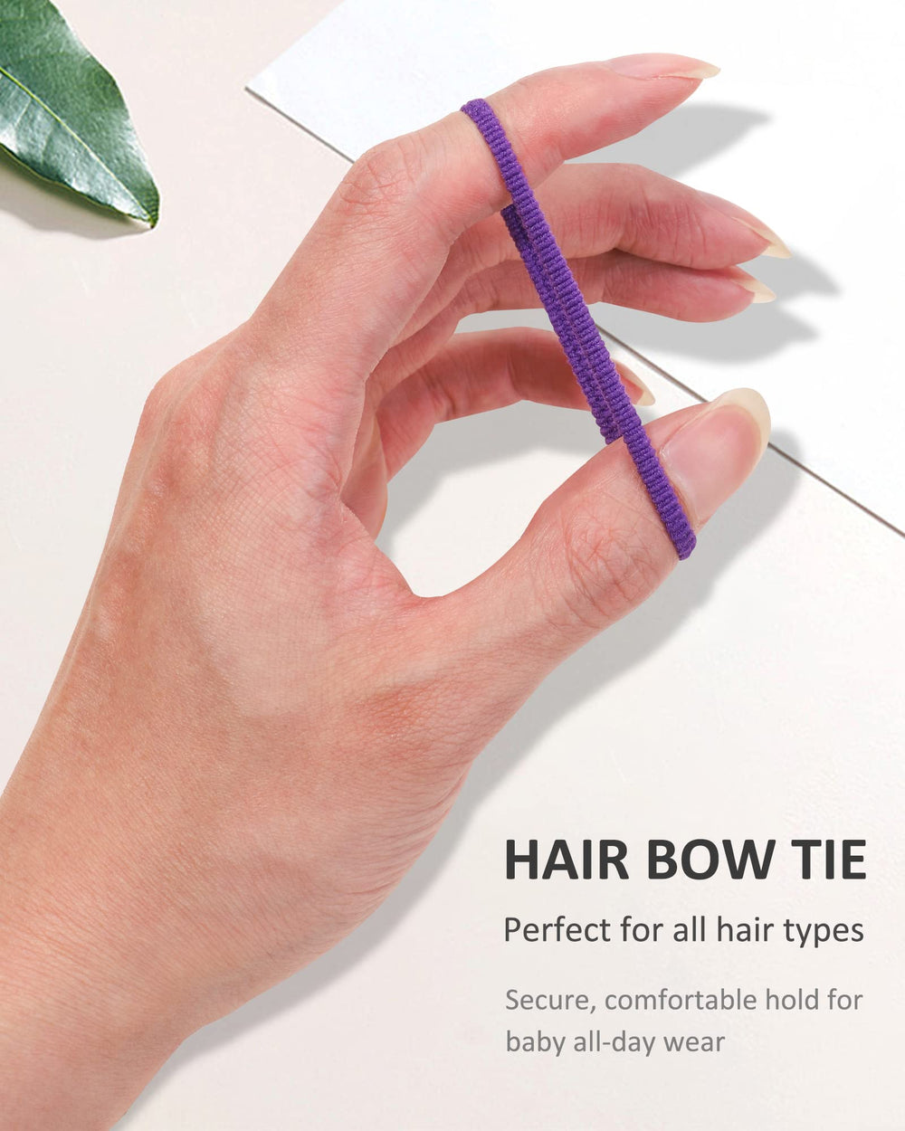 Jollybows 1-inch hair ties closeup demonstrates typical size for easy ponytails.
