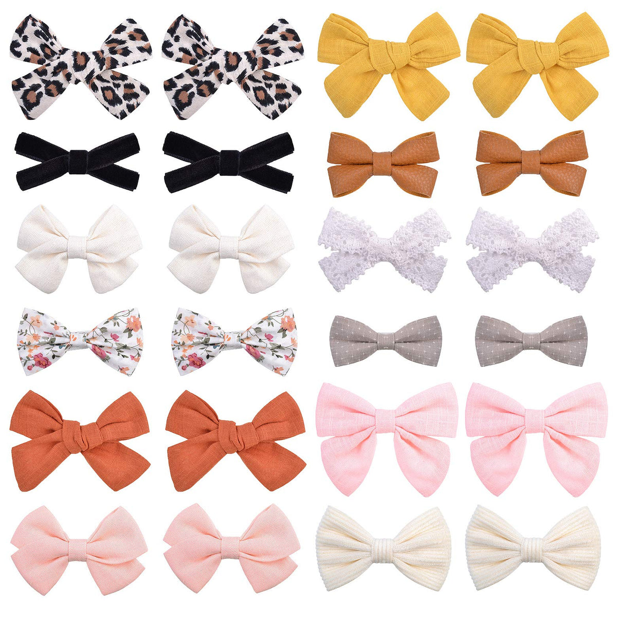 jollybows 24pcs bow set showing coordinated outfits for quick styling.