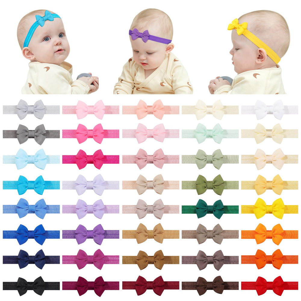 Jollybows 2in baby bows on a stretchy headband for comfortable wear