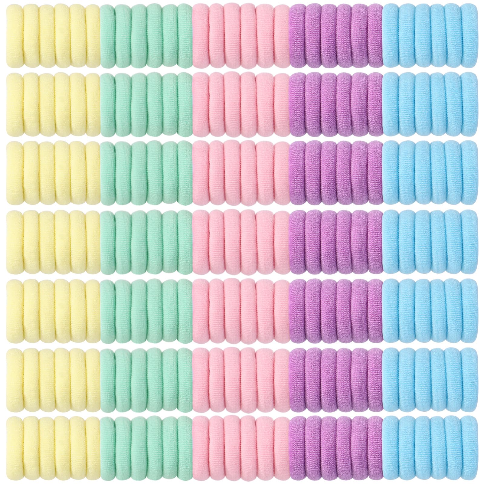 Jollybows 300pcs baby hair ties pack front view for quick ponytails and color coordination.