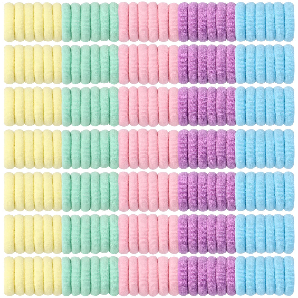 Jollybows 300pcs baby hair ties pack front view for quick ponytails and color coordination.