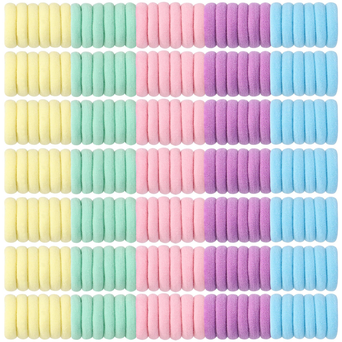 Jollybows 300pcs baby hair ties pack front view for quick ponytails and color coordination.