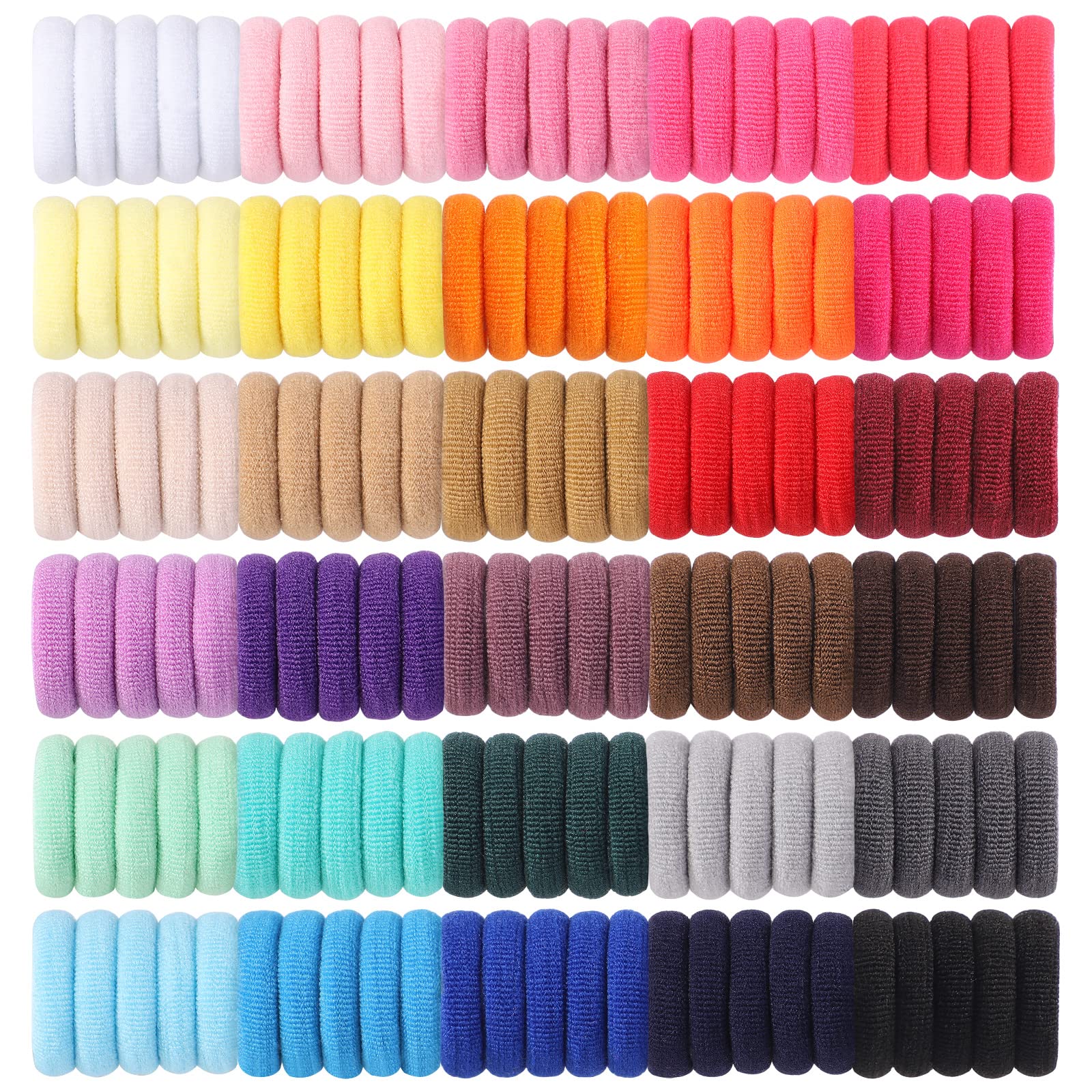 Jollybows 300pcs hair ties pack closeup shows durable elastic for secure ponytails.