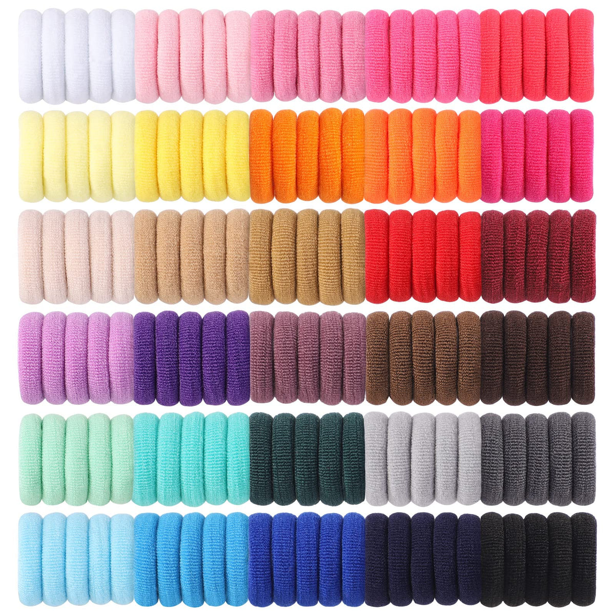 Jollybows 300pcs hair ties pack closeup shows durable elastic for secure ponytails.