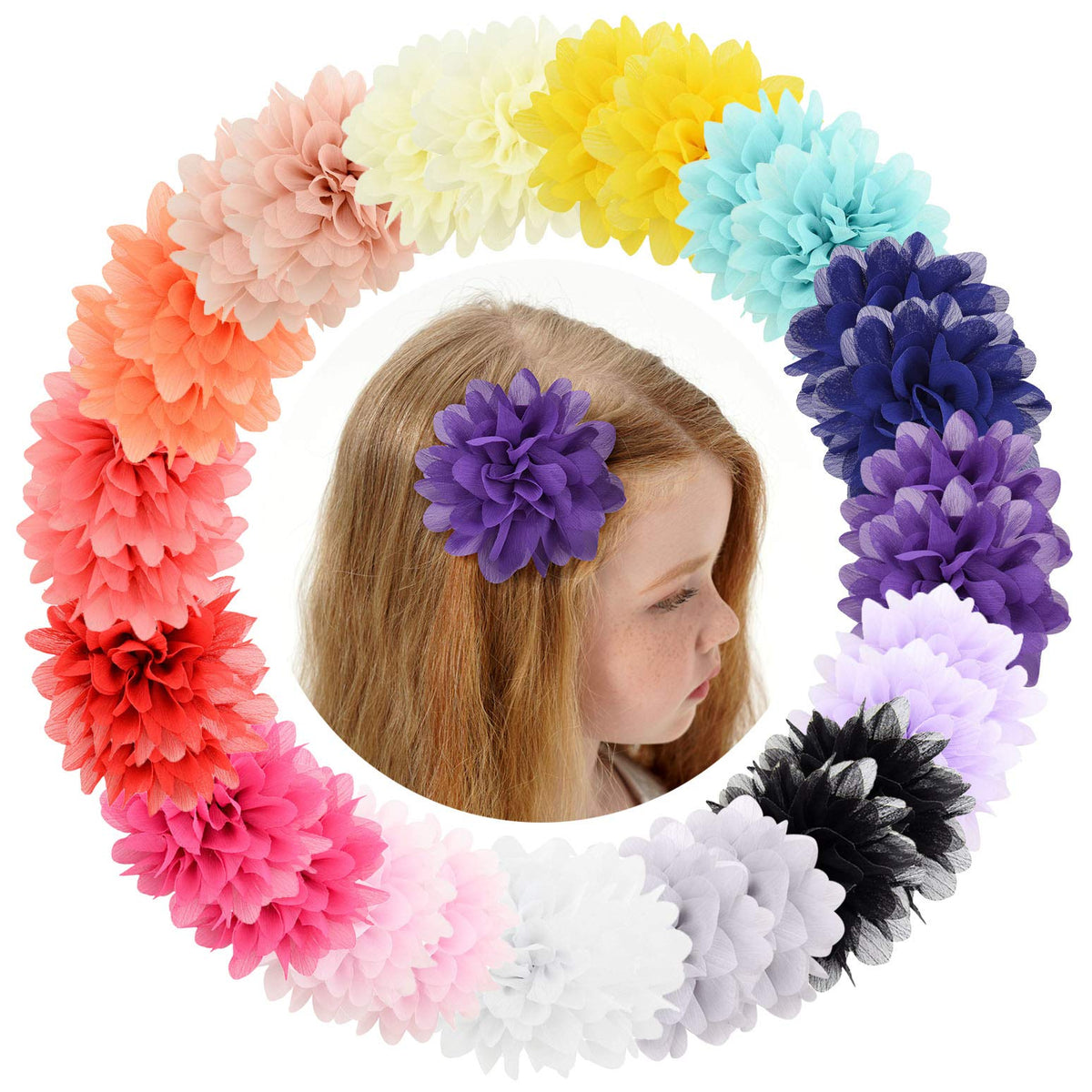 Jollybows 30pcs baby girls alligator hair clips set in assorted colors for coordinating outfits.