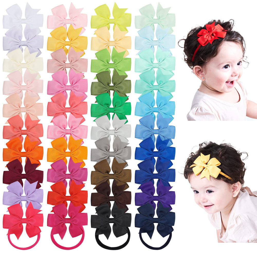 Jollybows 3-inch baby hair bows grosgrain with stretch for gentle all-day wear.