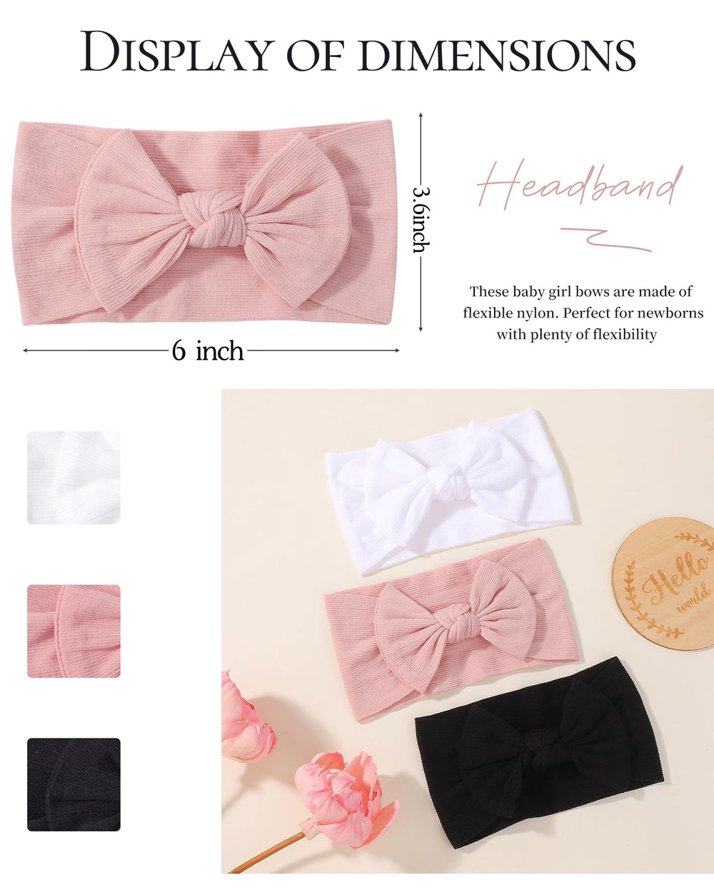 Jollybows 3PCS baby bows pink bow highlighting versatile daily wear.