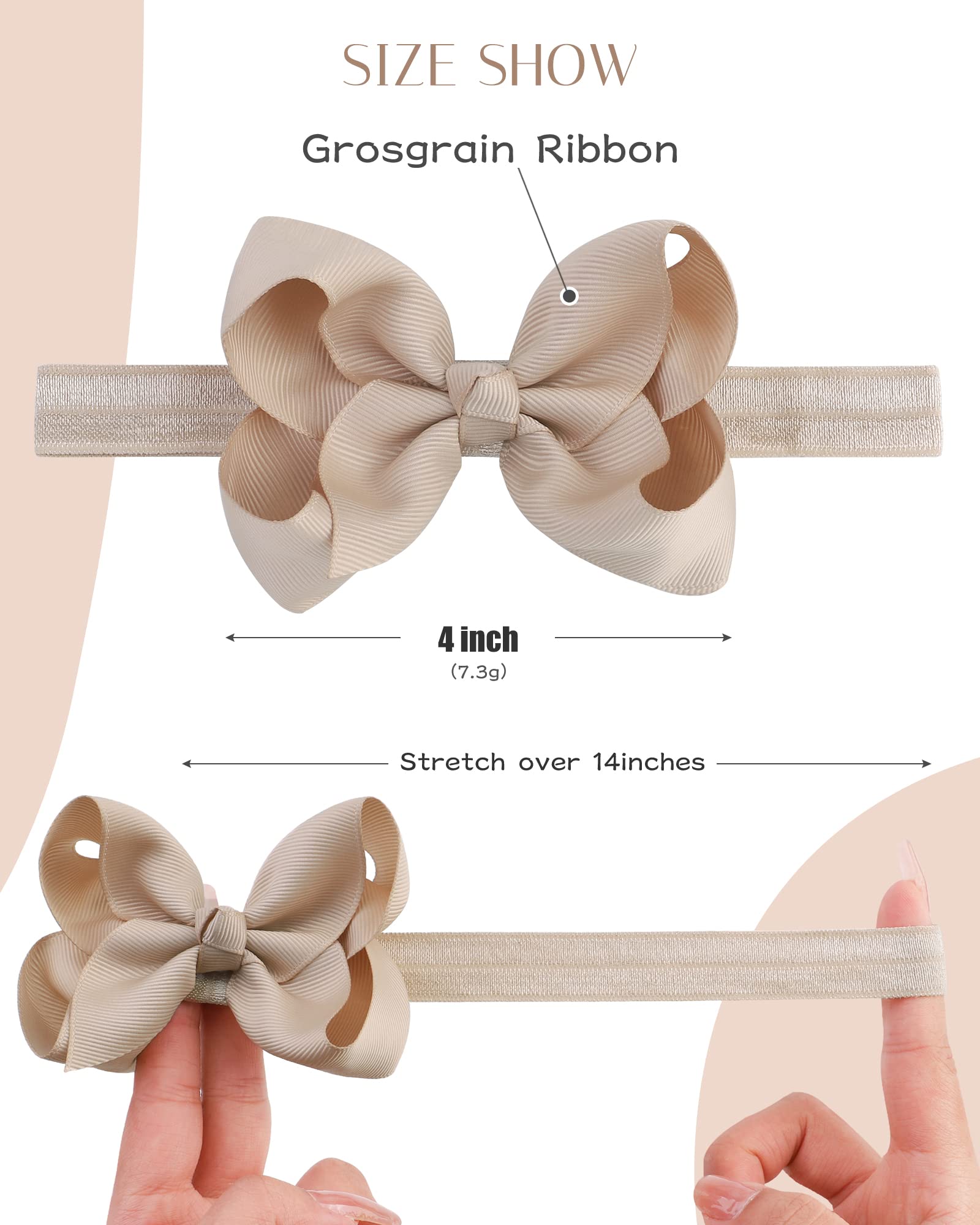 Jollybows 3pcs hairbands white closeup featuring gentle stretch for growing babies.