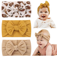 Jollybows 3-pack baby nylon headbands in khaki for soft daily wear