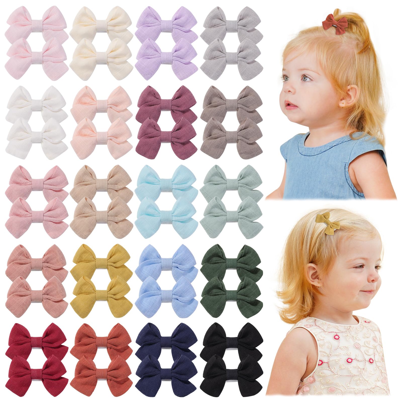 Jollybows 40pc baby bows 2-inch pack offers colorful variety to match outfits.