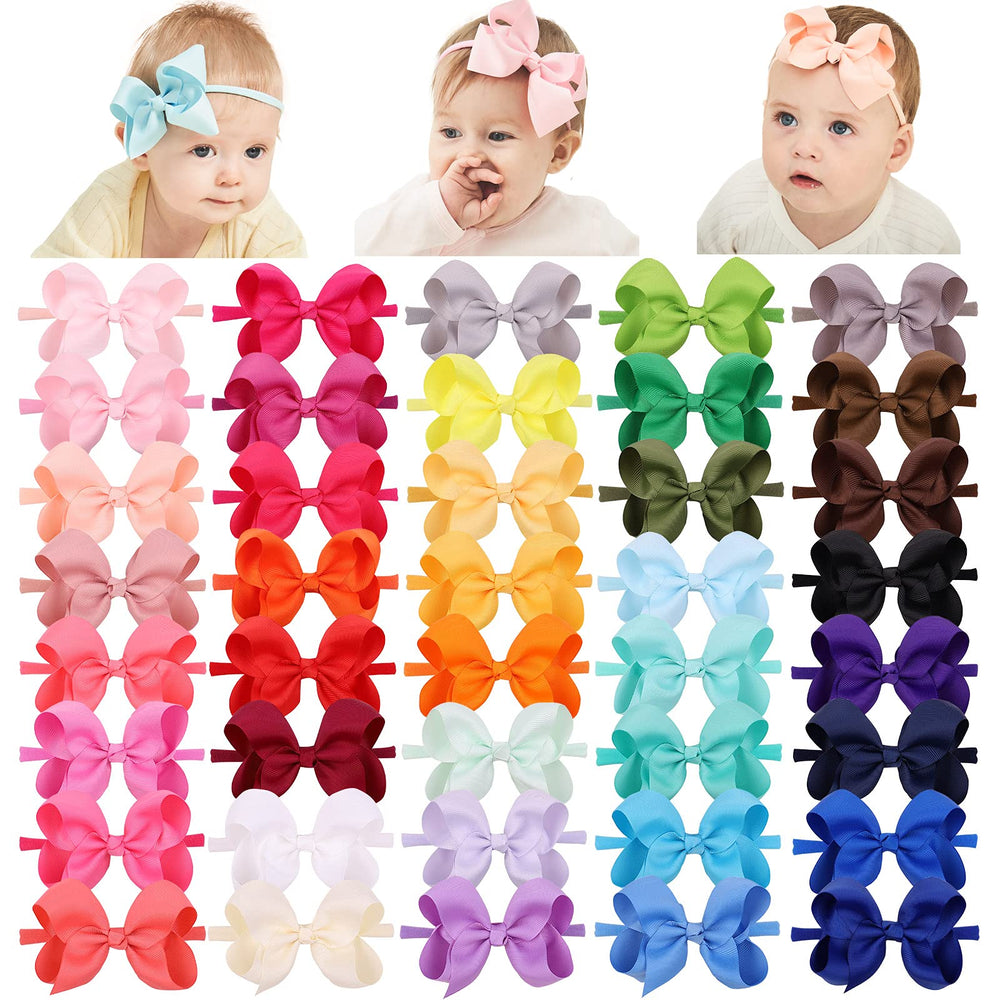 Jollybows 40-piece baby bows 4inch bundle for versatile everyday wear