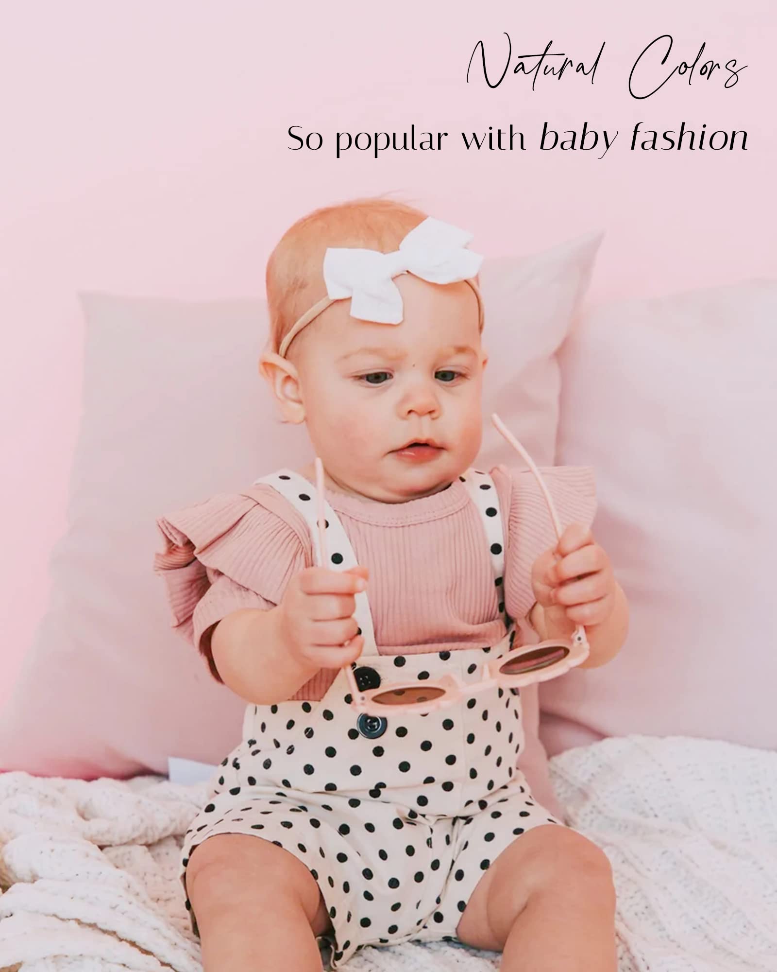 Jollybows age-range flexible headband fits newborns to toddlers with room to grow.