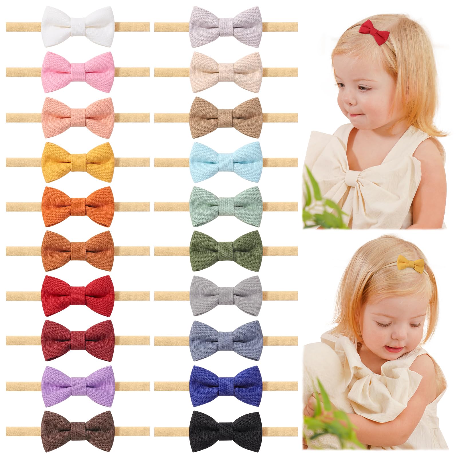 Jollybows baby bows headband nylon close-up showing soft stretch for gentle wear.