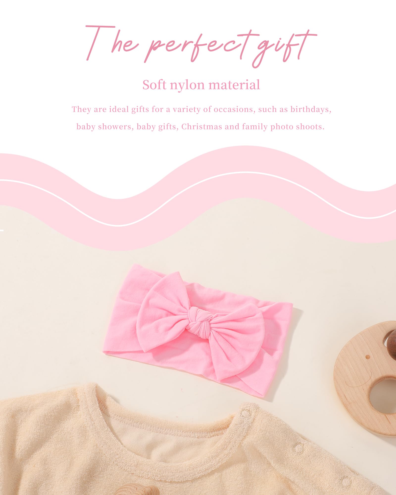 Jollybows baby bows light pink closeup with gentle shine for sweet everyday looks.