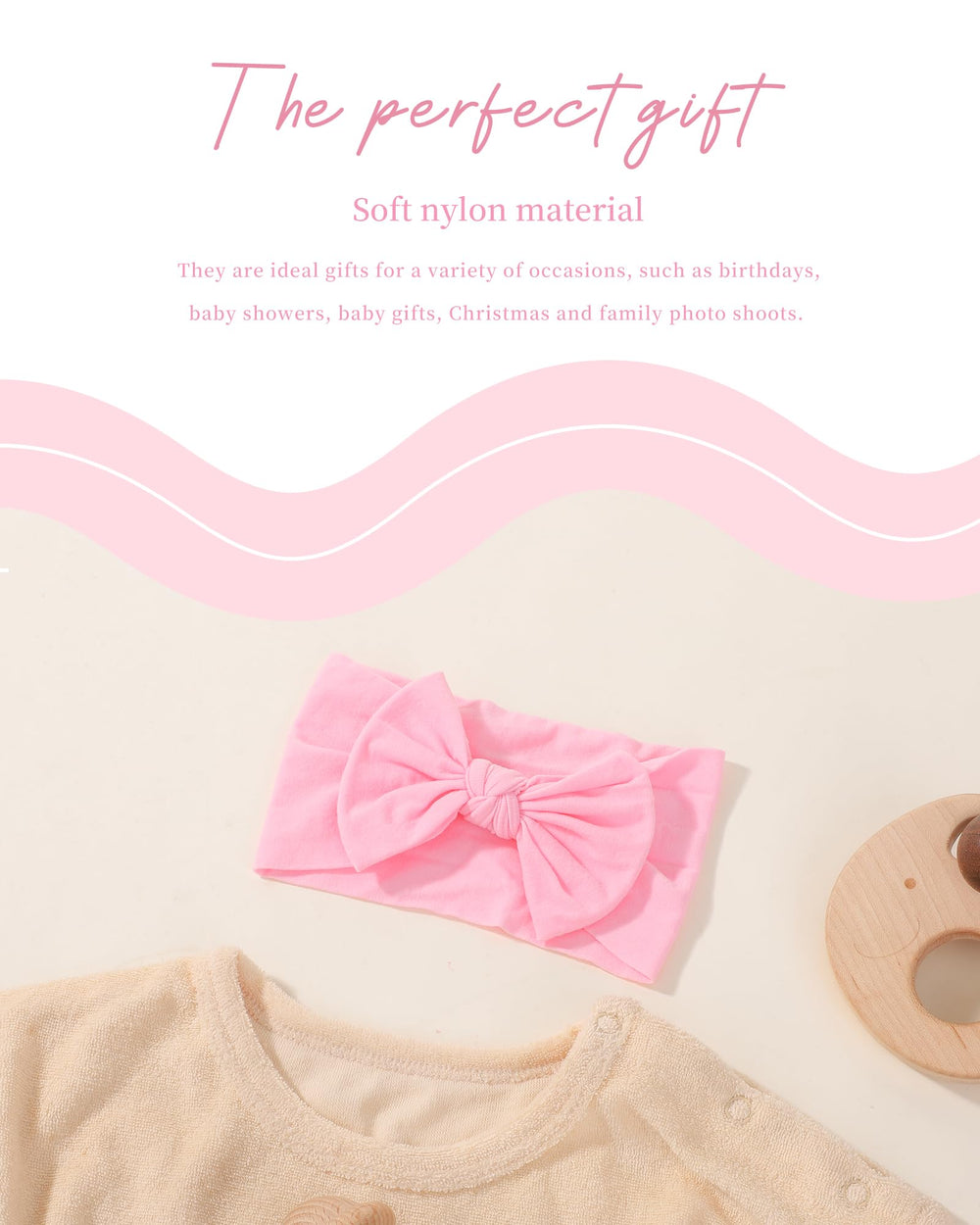 Jollybows baby bows light pink closeup with gentle shine for sweet everyday looks.