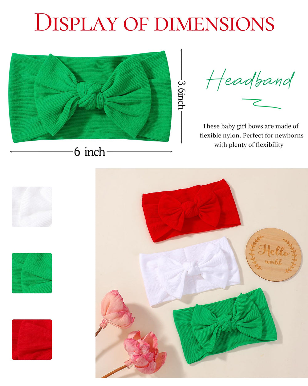 Jollybows baby Christmas bow headband green offers versatile color for everyday outfits