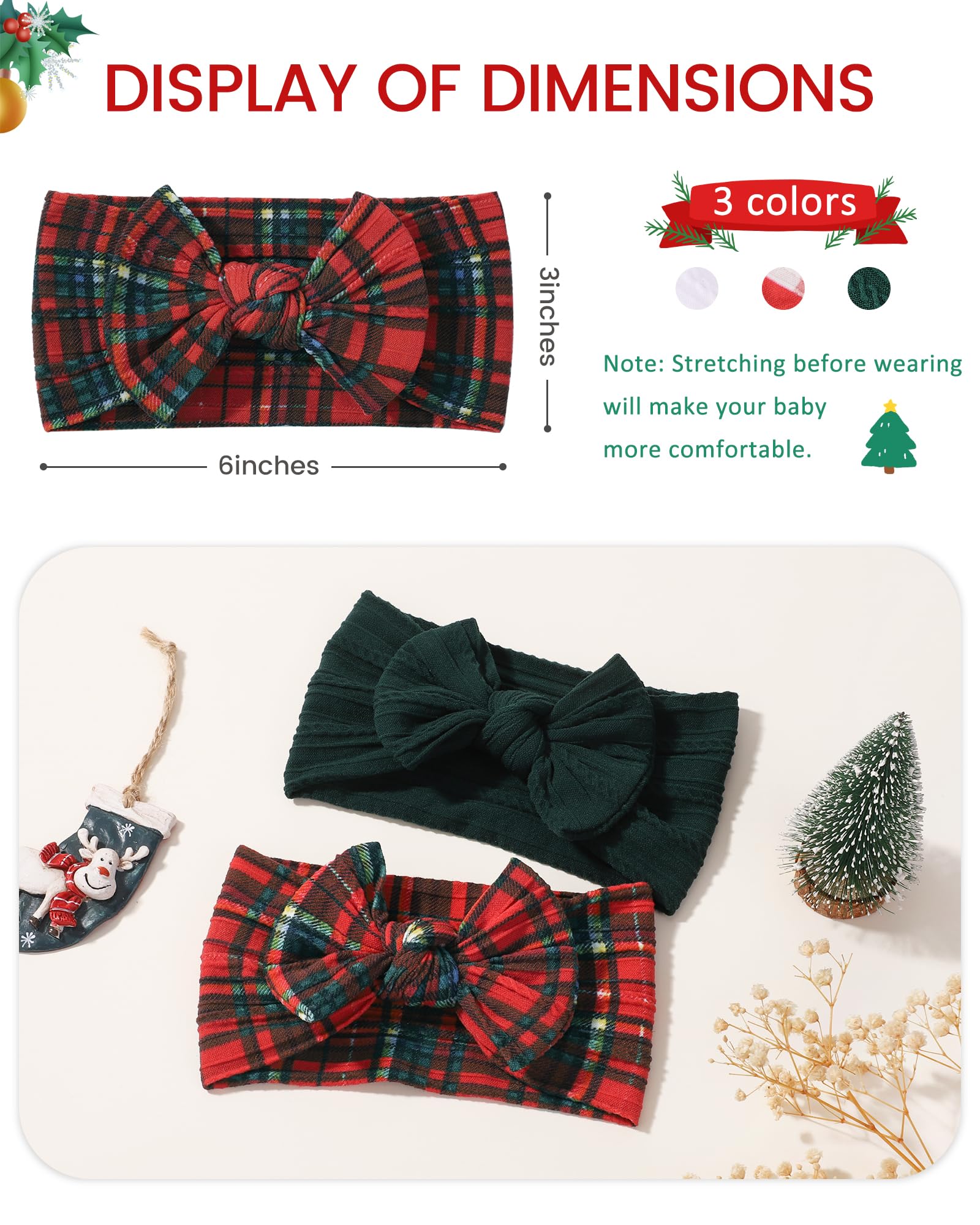 Jollybows baby headband dark green grid, timeless festive look
