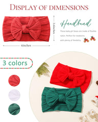 Jollybows baby headband green bow complements holiday dresses on baby girls.