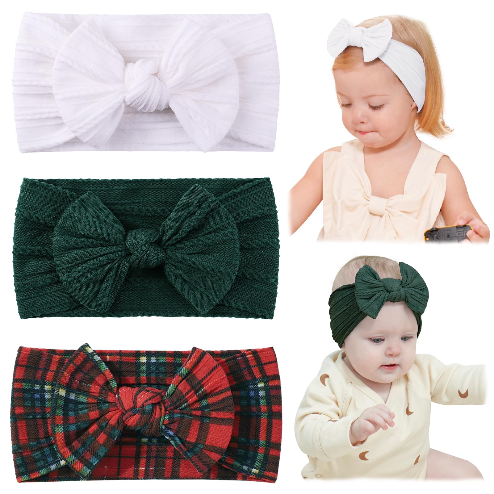 Jollybows baby headband white grid, versatile for outfits and holidays