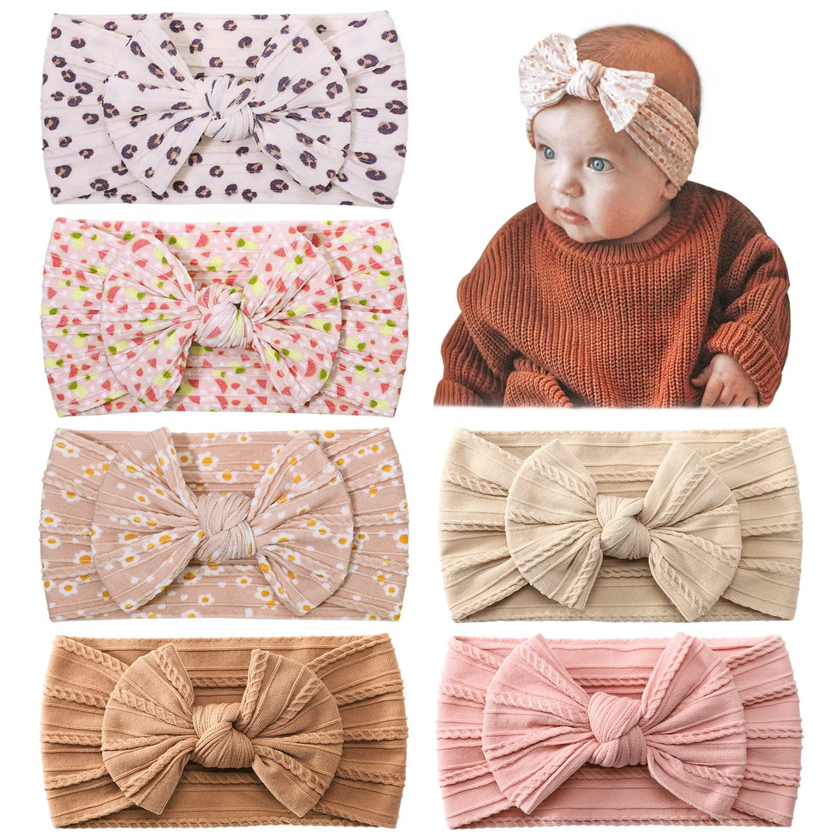 jollybows baby nylon headband with soft bow for newborn skin comfort
