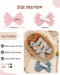 Jollybows cotton and linen bow close up shows soft fabric for gentle wear.
