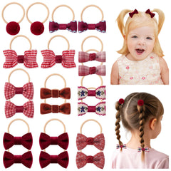 Jollybows Christmas red baby hair ties shown close up for everyday wear and gentle hold.