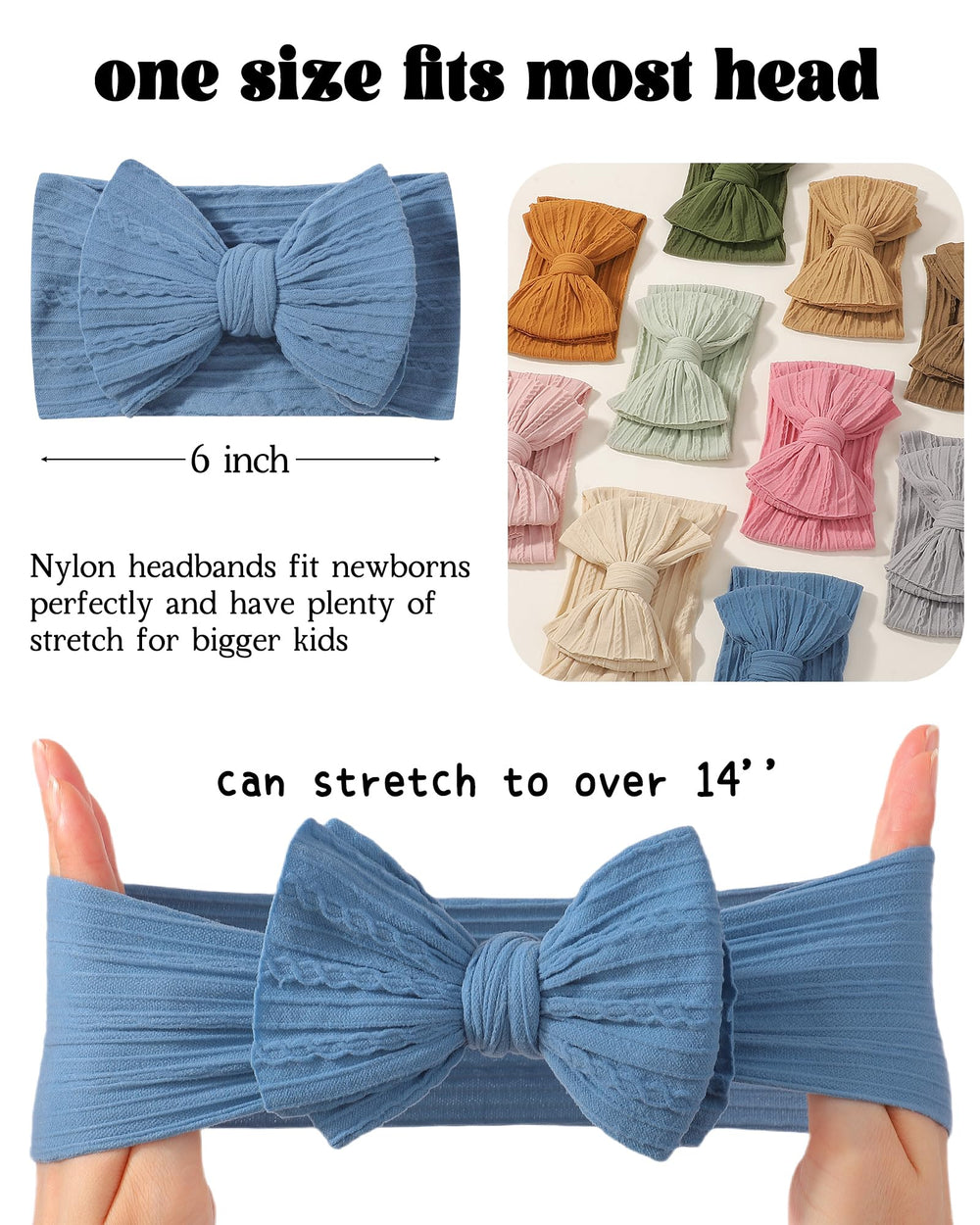 jollybows elastic headband stretches securely up to 12 inches