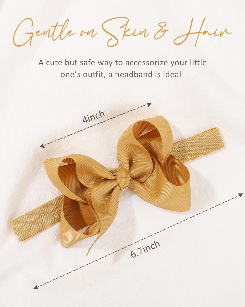 Jollybows grosgrain ribbon bows closeup emphasizing comfortable, non-marking wear on a tiny head.